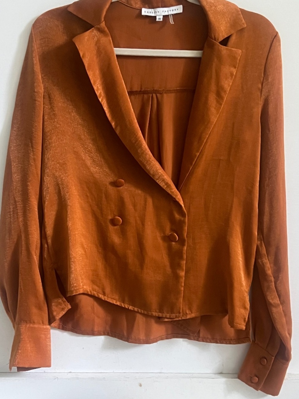 ENGLISH FACTORY Satin Rust Double Breasted Blouse